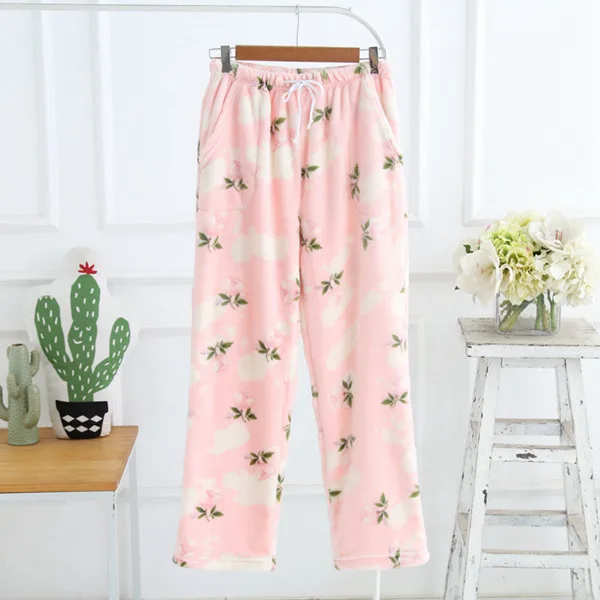 Fdfklak новые продукты зимние Фланелевые Пижамные брюки Для женщин Пижама с брюками Пижамные брюки Для женщин s сна Q1229 - Цвет: print 5