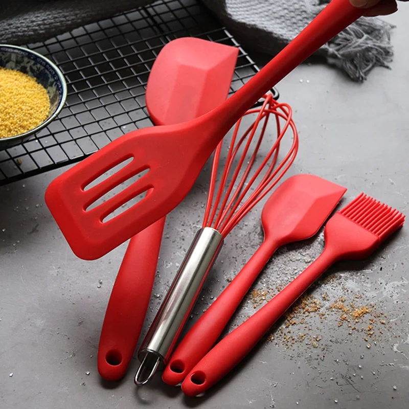 Silicone Cooking Utensils Set Kitchen Turner Silicone Spatula Egg Whisk Basting Brush Non-stick Pastry Baking Cooking Tools Set (8)