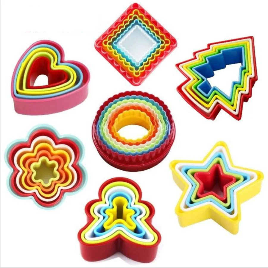 

5Pcs/set Heart Cookies Cutter Molds Plastic Cake Mould Biscuit Plunger Forms For Cookies Cake Decorating DIY Baking Tools