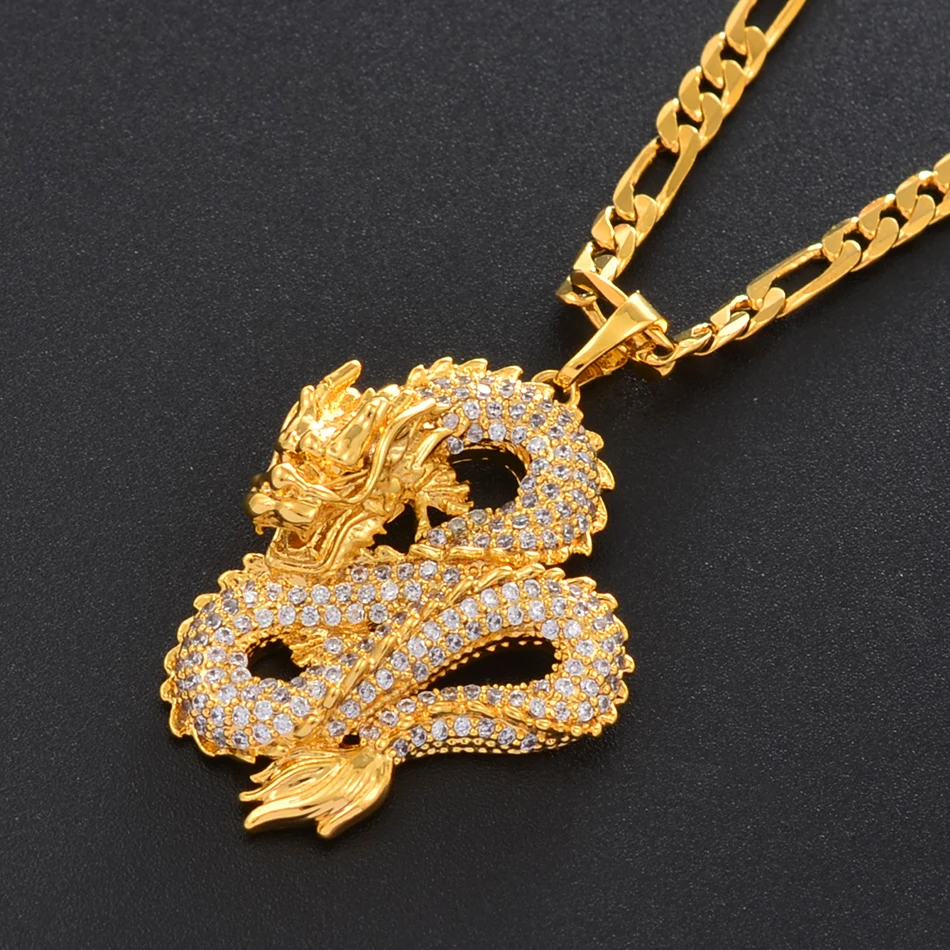 Round Dragon Pendant Necklace For Men 