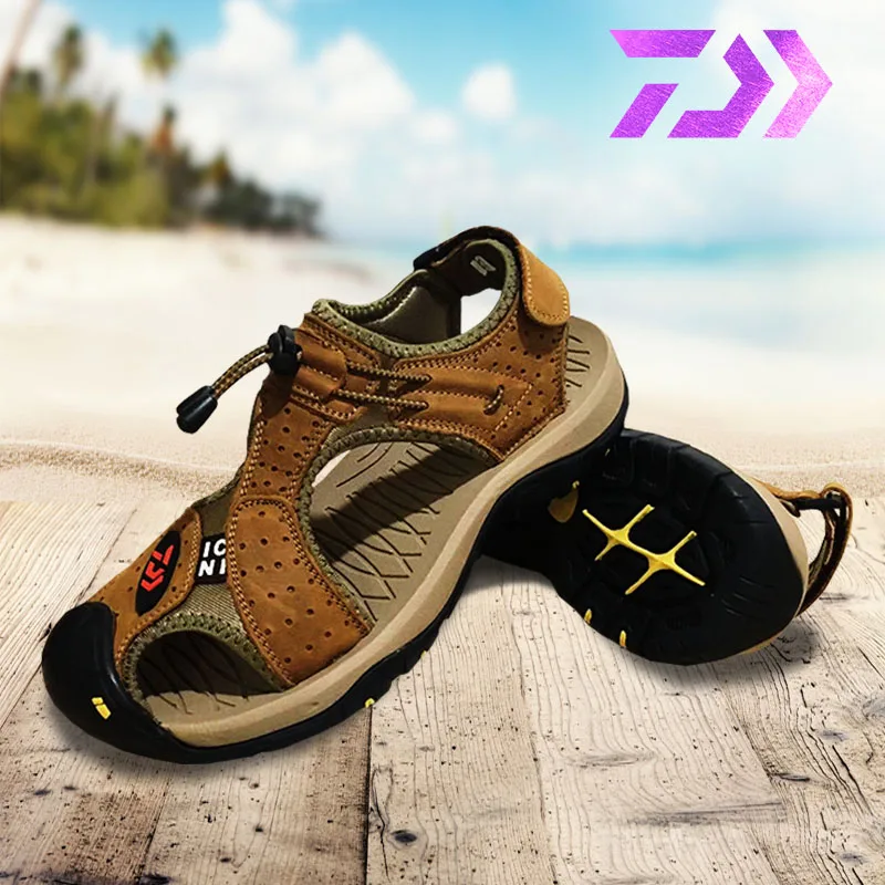 DAWA Fishing Shoes Summer Hiking Climbing Fishing Shoes Outdoor Fishing Sandals Hiking Leather sandals Breathable Water Sandals