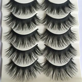 

5 Pairs Beauty Natural Cross Soft Long Thick Eyelashes Makeup False Black Handmade Eye Lashes Makeup Kit Cosmetic Extension Tool