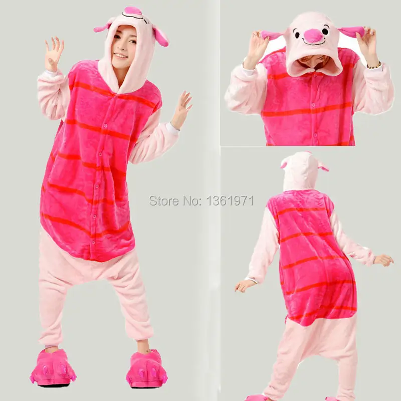 

HKSNG Winter Women Men Adult Animal Piglet Pajamas Christmas Pig Onesies Fire Dragon Costumes Homewear For Party