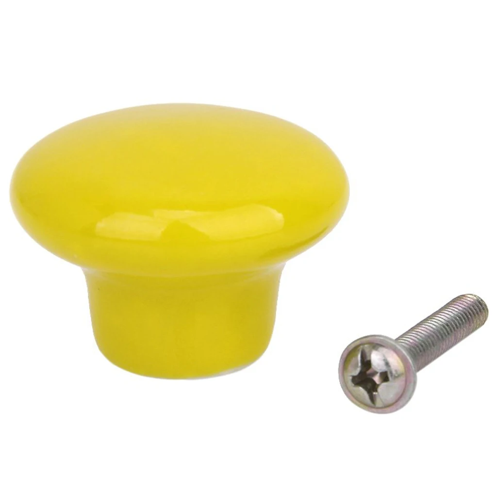 

5 x Round Ceramic Cabinet/Drawer/Cupboard/Bin Pull Knobs Handles---Yellow