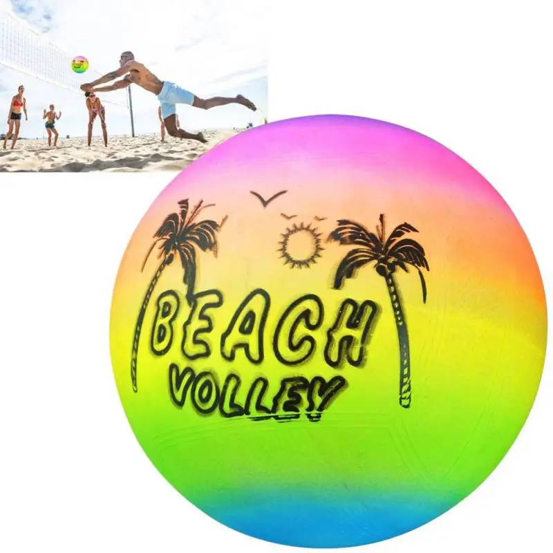 

Noverty Summer Beach Ball Inflatable Pool Swim Rubber Rainbow Beach Volleyball Garden Game Net Kids Toy