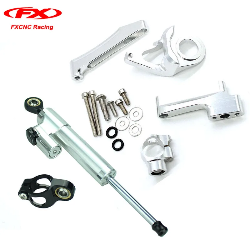 FXCNC Motorcycle Steering Damper Full Set Stabilizer with Mounting