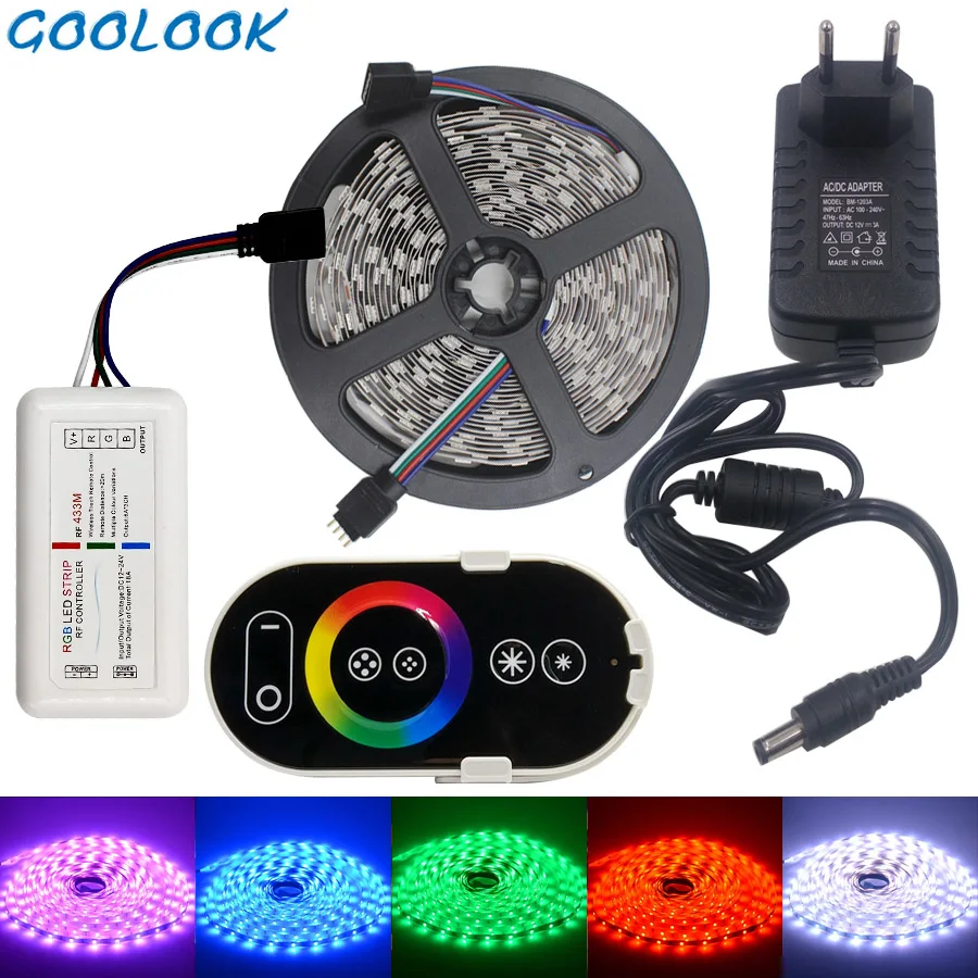 Светодиодная лента светильник 5050 2835 RGB 5 м 10 водонепроницаемый диод 12 в пост. Тока