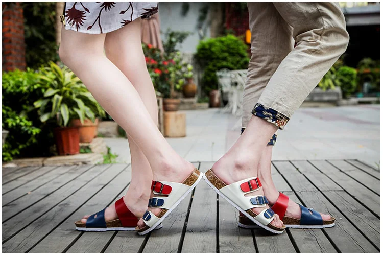 Европейские размеры 35-46, модные летние мужские шлепанцы на плоской подошве пляжные сандалии на пробковой подошве для влюбленных высококачественные Вьетнамки, черный коричневый белый красный