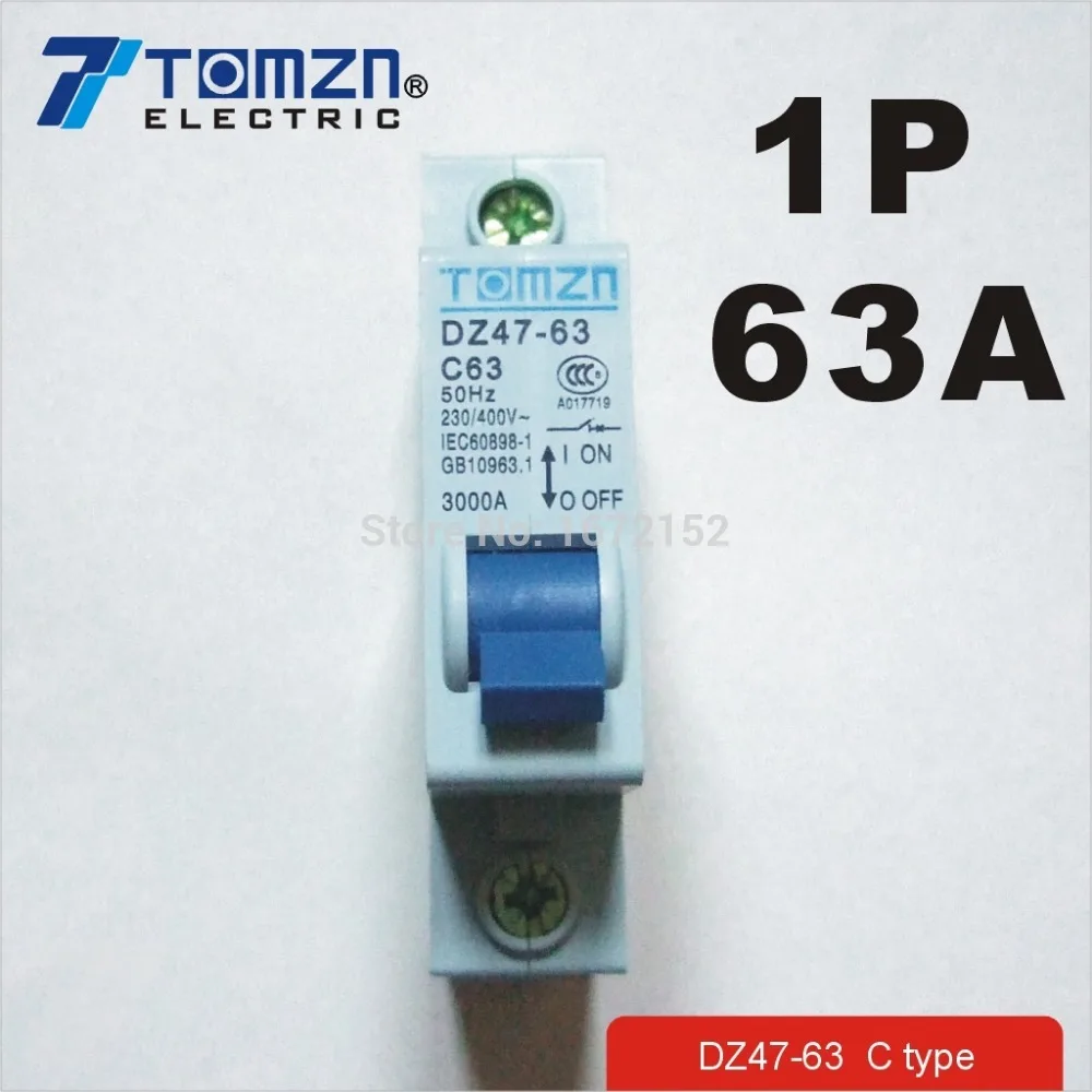 

1P 63A 230V~ 50HZ/60HZ Mini Circuit breaker MCB C45 C TYPE