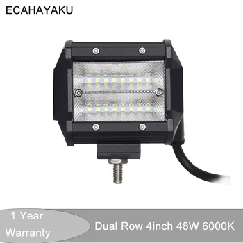 

ECAHAYAKU 1x 4 inch Led Work Light Bar 12V 48W Flood Beam 24V 6000K Led Bar for SUV Offroad ATV pickup Jeep Driving fog Light