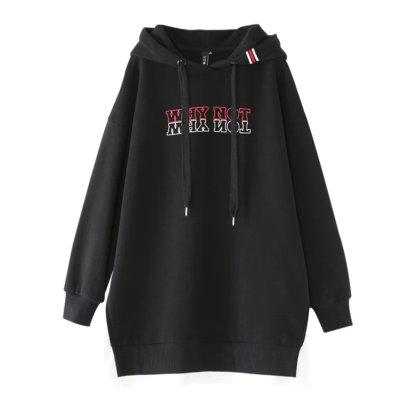  Toyouth Oversized XXL Hooded Sweatshirts For Women Winter Black Patchwork Tracksuits Letter Printed