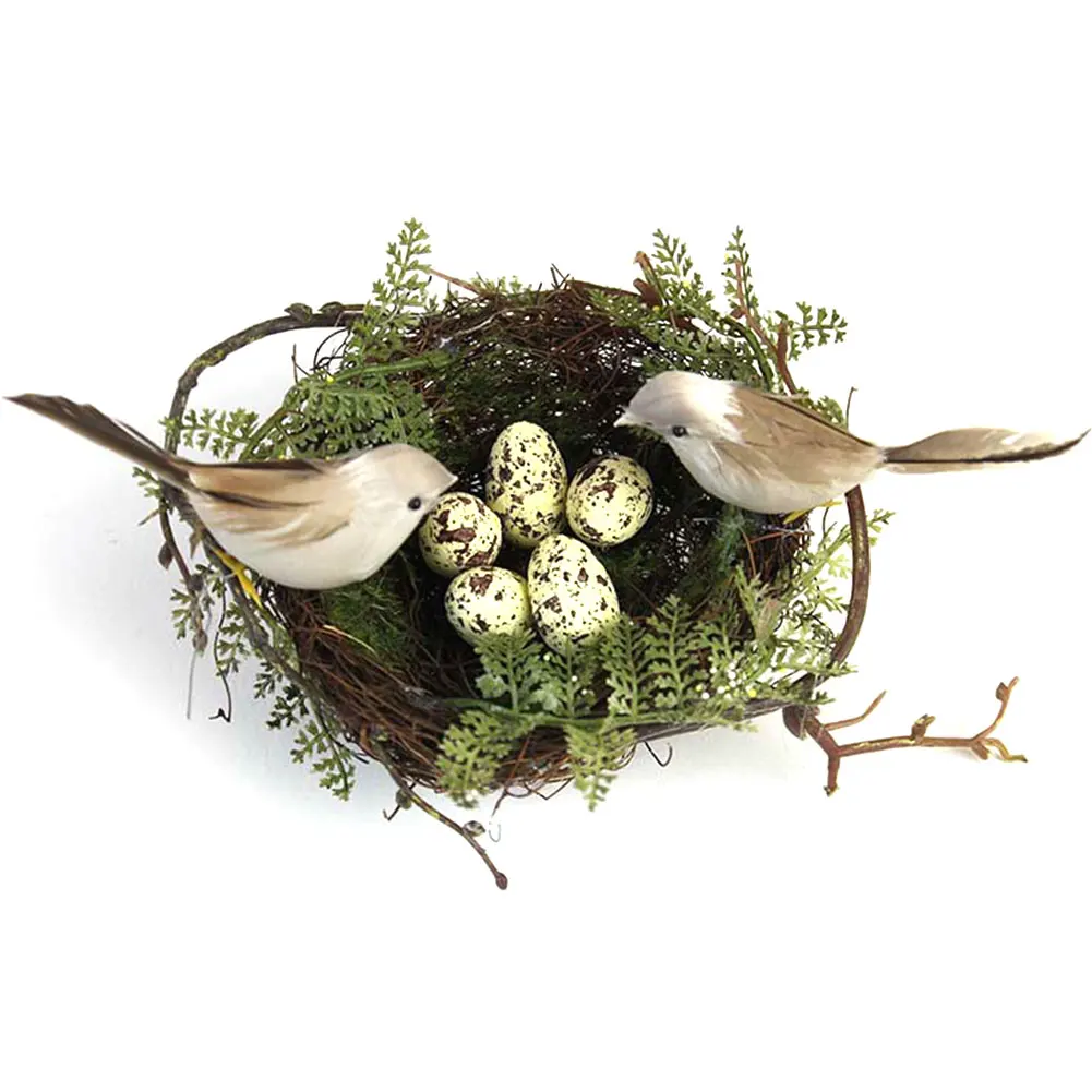 

Gardening Fake Bird Nest Circle Cage Gift Handicrafts 13cm Desktop Ornament Decoration Simulation Photography Home Decor Nature
