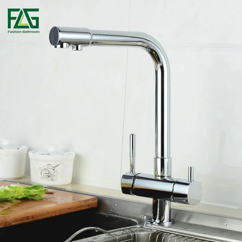 

FLG Multiple Choices Water Purifier Faucet Chrome Finish 360 Degree Rotating Dispenser Drink 3 Way Kitchen Faucet Filter 643-33C