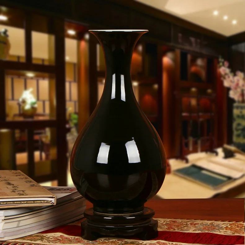 Jingdezhen антикварная ваза Цзиндэчжэнь черная фарфоровая Хрустальная глазурованная