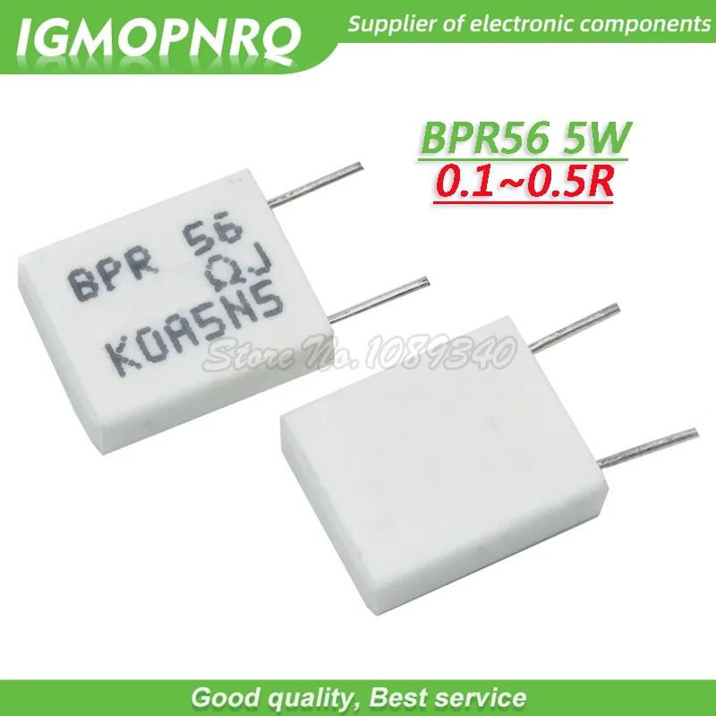 100 шт. BPR56 5 Вт 0.1R 0.15R 0.22R 0.25R 0.33R 0.5R безиндуктивный Керамический резистор 0,1 0,15 0,22 0,25 0,33 0,5 Ом