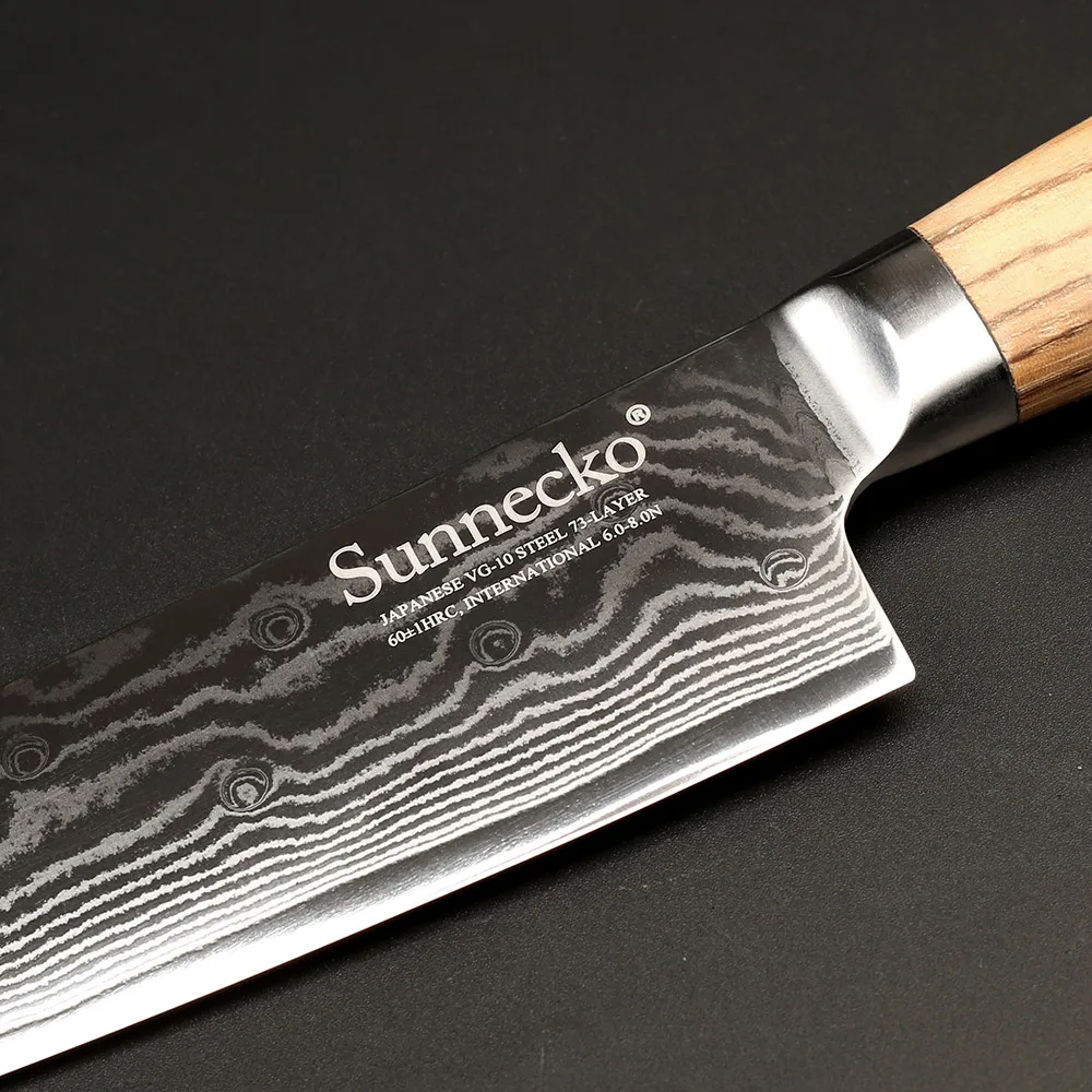 SUNNECKO 6 шт. набор кухонных ножей 73 слоя дамасской стали шеф-повара нож Santoku японский VG10 Core оригинальная деревянная ручка