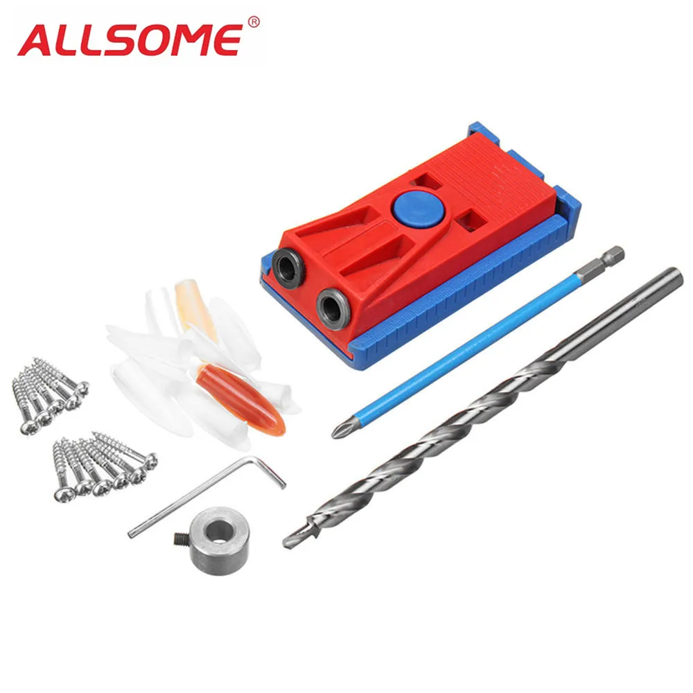 

ALLSOME Pocket Hole Jig System 9.0mm Step Drill Guide for Kreg Wood Doweling Joinery Tools Accessories PH2 Screwdriver Bit