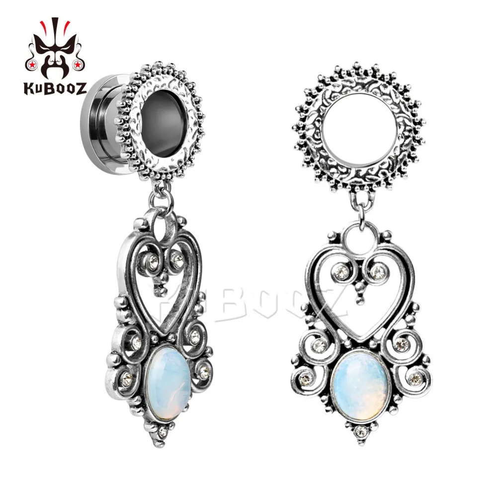 

Wholesale Price Opal Stone Screw Ear Plugs Tunnels Dangle Piercing Body Jewelry Earrings Stainless Steel Gauges Expanders 46PCS