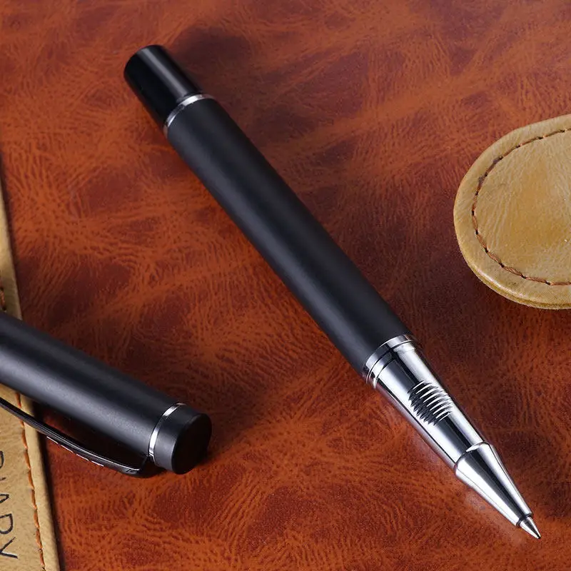 Матовая черная деловая ручка 0,5 мм, черные/синие чернила, высококачественная металлическая шариковая ручка для студентов, подарочная ручка, офисные канцелярские принадлежности