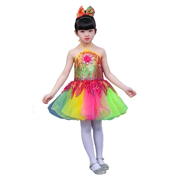 

Children's Tutu Skirt Yarn Dance Costume Kids Jazz Hip Hop Costumes Kids Girls Top Dance Costumes