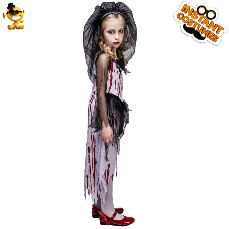 DSPLAY/костюм невесты для девочек с кровавым принтом; детский модный костюм на Хеллоуин с кровавым зомби; нарядное платье; костюмы