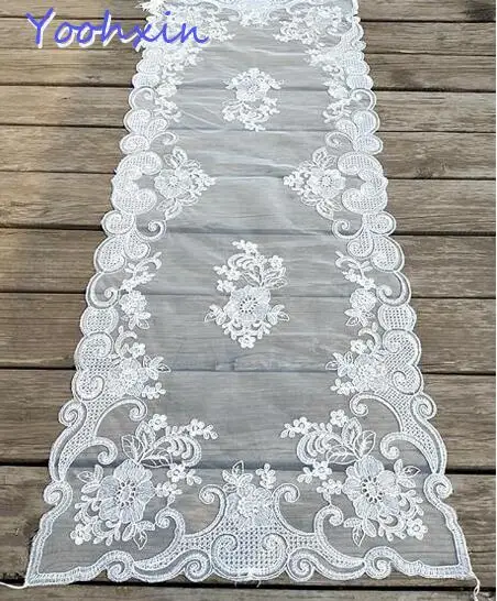 

Modern lace white embroidery bed table runner cloth cover tea coffee tablecloth placemat home wedding Christmas New Year decor