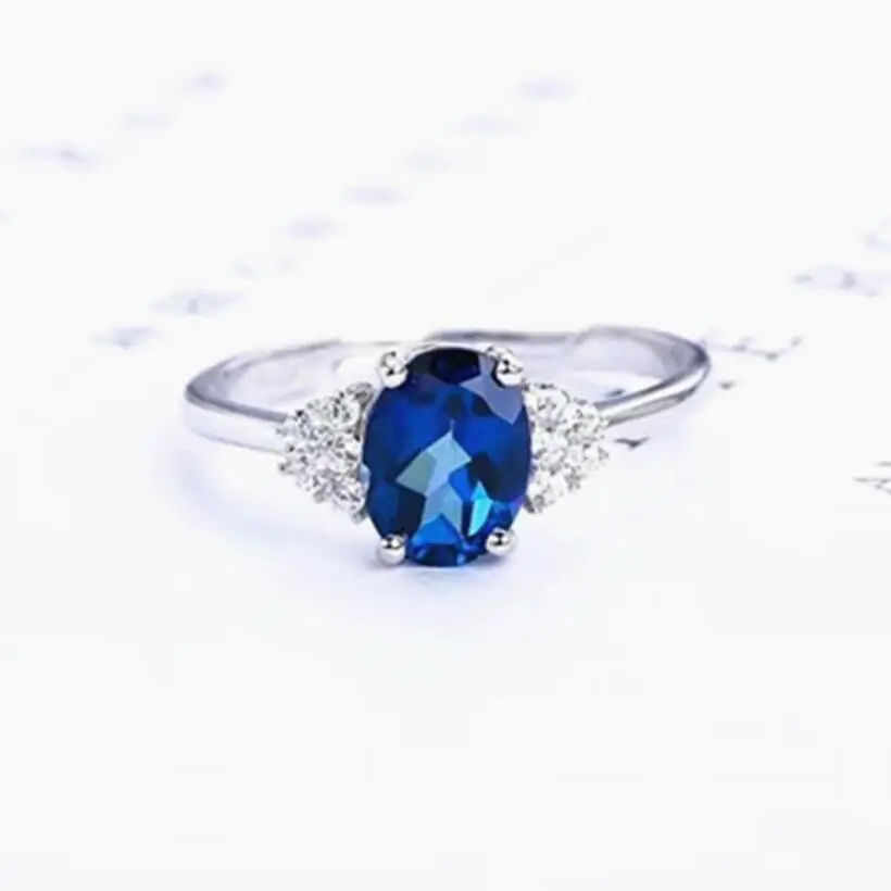 

925 Silver Natural Blue Topaz Ring Full Net Ring Full Fire Open Adjustable Ring LBM65