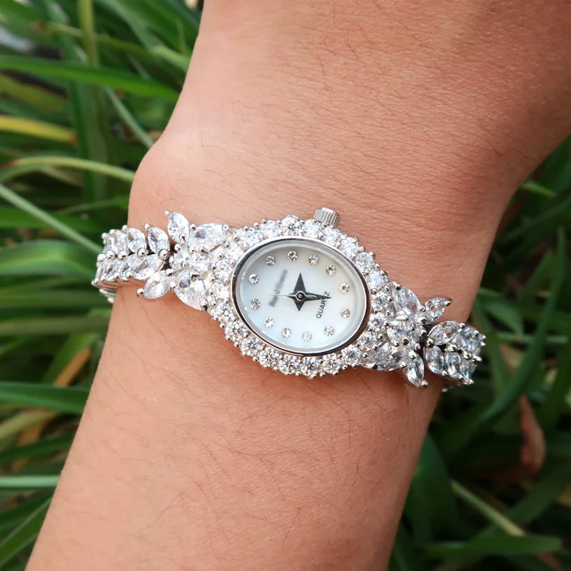 

Qualtiy AAA Zircon Elements Leaf Austrian Crystal Bracelet Watch for Wedding Party Fashion Jewelry Made with Wholesale