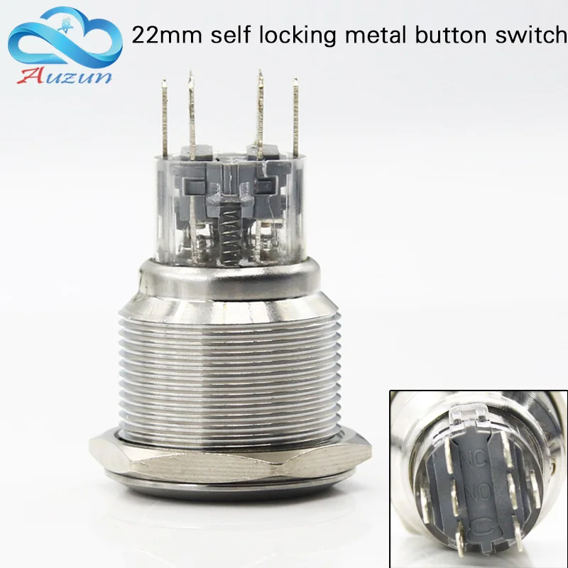 

The 22-mm metal self-locking button switch 5a2on open2, which is open 8 feet Stainless steel 6V12V24V36V48V220V