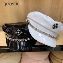 QDKPOTC Новая модная шапка женские армейские Кепки из искусственной кожи ретро крест плоская кепка женские путешествия досуг береты