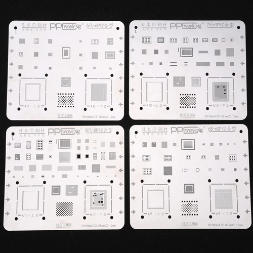 4 шт./лот Япония сталь IC чип BGA трафарет набор припоя шаблон для iPhone 8 8P 7 7P 6S 6 ремонт логической платы Инструменты Наборы - Цвет: 6-8