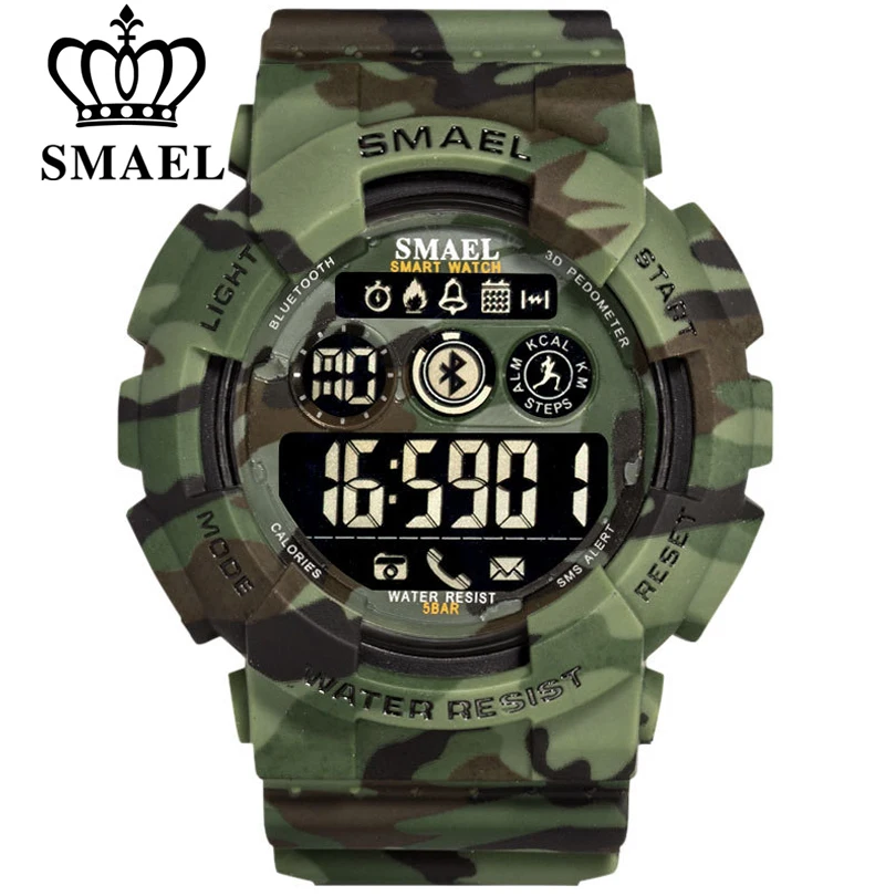Billig SMAEL Sport Uhren Herren Digitale Armbanduhren Männlichen Chronograph Militär Armee Camouflage Armbanduhr Led anzeige Uhren Für Männer