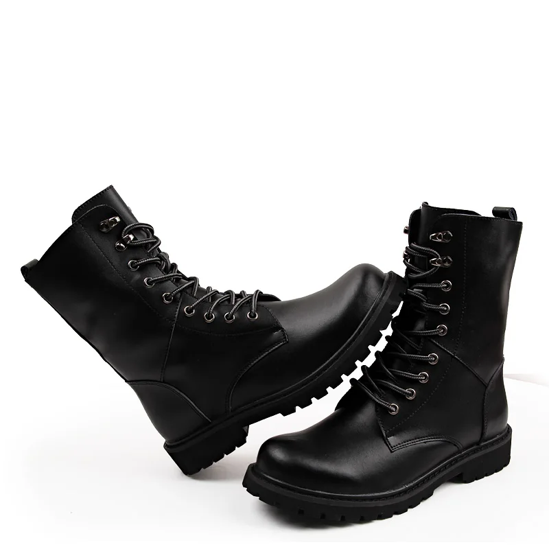 CcharmiX/мужские байкерские ботинки уличные армейские ботинки до середины икры мужские кожаные военные армейские ботинки для пустыни черный армейские ботинки зимние
