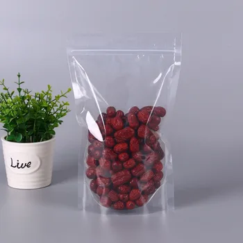 

11x17cm 100pcs Stand-up Clear plastic bags with zipper Transparent Retail packaged food Candy bags reusable ZipLock jewelry bags