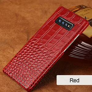 Для samsung galaxy S10 из натуральной кожи чехол для телефона кожа Капа для s10Plus Крокодил текстуры задняя крышка для galaxy S10e - Цвет: Красный