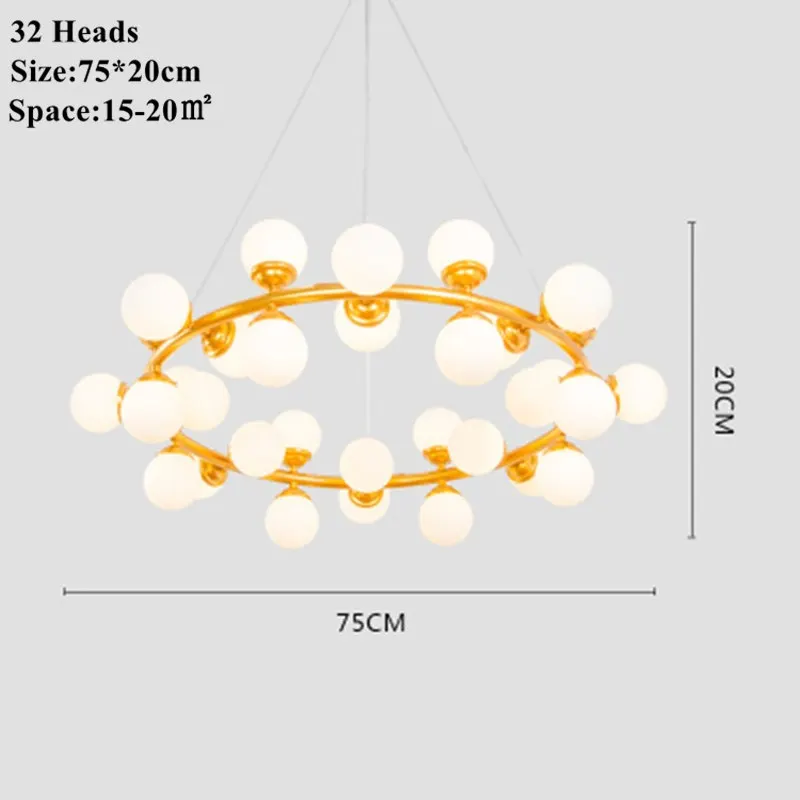 Wongshi современные золото 25/32/45/46 головок Magic Bean Стекло G4 подвесной светильник ДНК молекулярная Стекло шар подвесной светильник - Цвет корпуса: 32 Heads