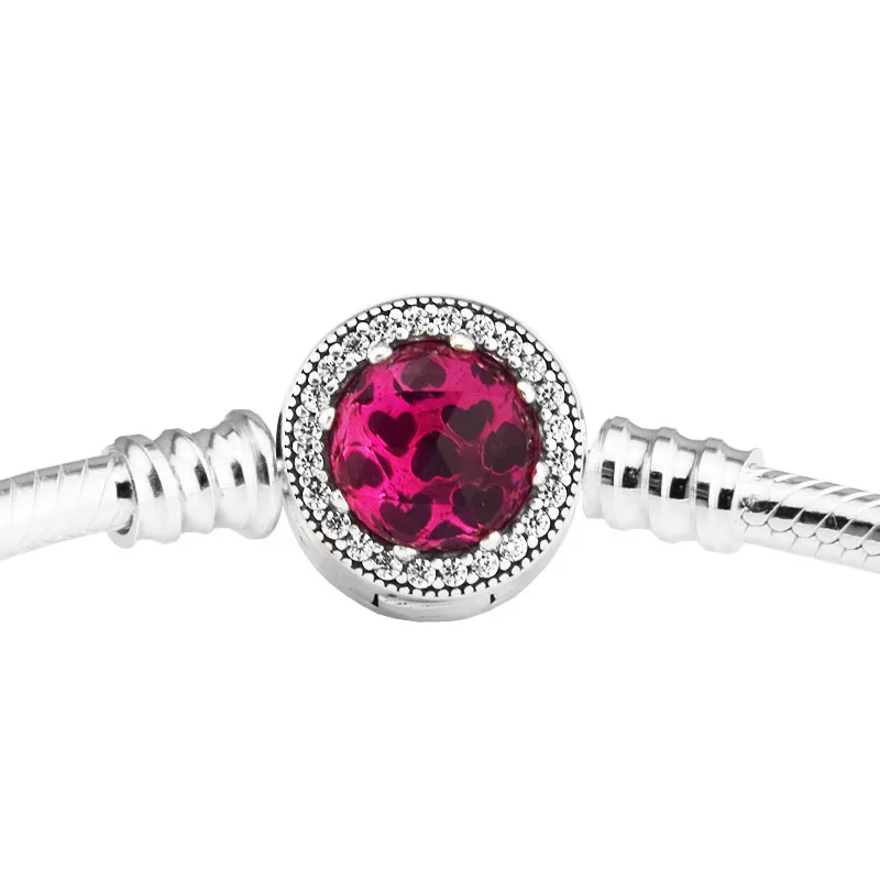 

Red Crystal Clasp Bracelet 100% 925 Sterling Silver CKK Fandola Bracelets for Women Fit Charm Beads Diy Fine Jewelry PCB001