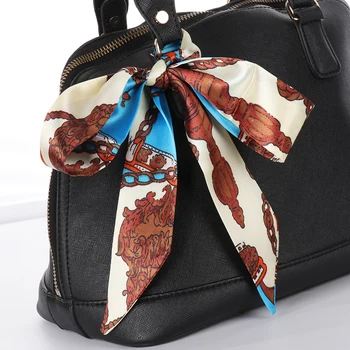 

1PC Hot Mini Twill Floral Scarf Handle Tie Bag Belt Strap Handbag Accessories Headband Ribbon Bow Tie Decoration Bag Accessories