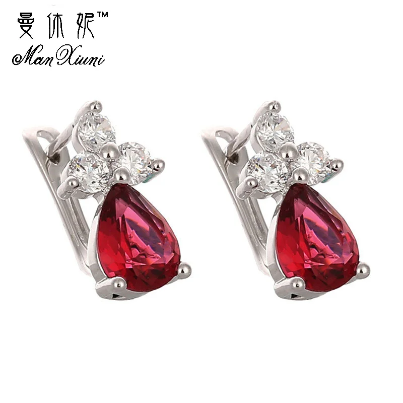 

Fashion Rainbow Waterdrop Women Earrings Jewelry Luxury Silver Plated bottle wedding Earrings Jewelry Accessory bridal jewelry
