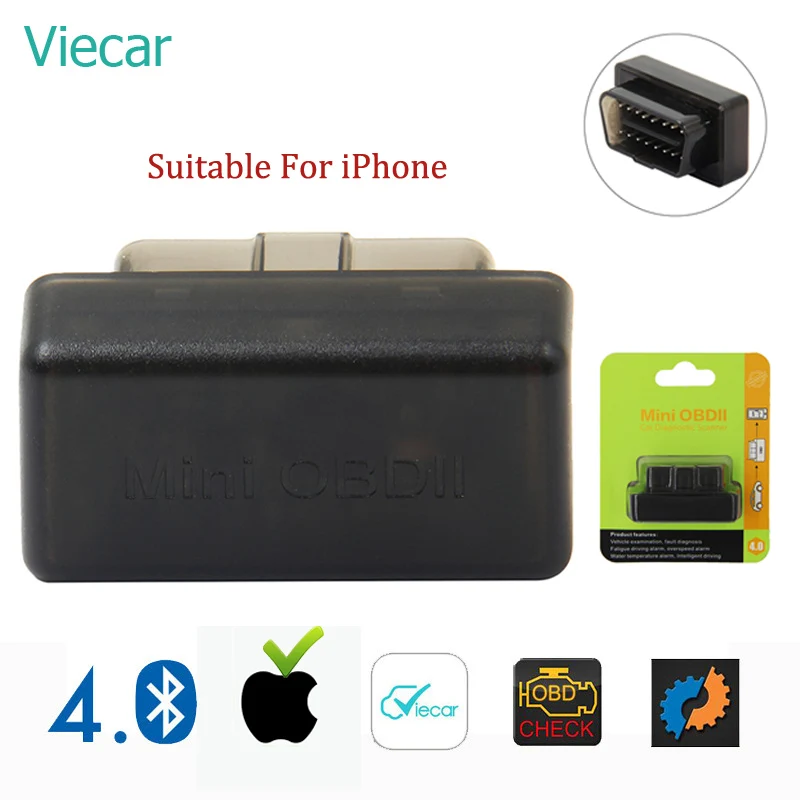 Viecar ELM 327 Bluetooth OBD2 Auto Scanner Mini ELM327 OBD 2 Bluetooth Adapter eml327 Car Diagnostic Tool For iPhone/Android tomtop mini v1 5 obd2 bluetooth interface auto viecar 2 0 car scanner diagnostic tool for android