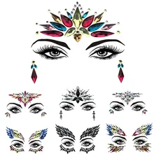 1 лист, ручная работа, Богемия, этнический стиль, 3D кристальная наклейка, украшения для лица и глаз, украшение на лоб, сценическое украшение, Рождественский Декор, набор для макияжа