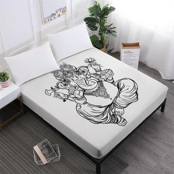 

India Style Elephant Print Bed Sheets Buddhism Symbol Lotus Fitted Sheet Soft Bedclothes Exotic Mattress Cover Home Decor D25