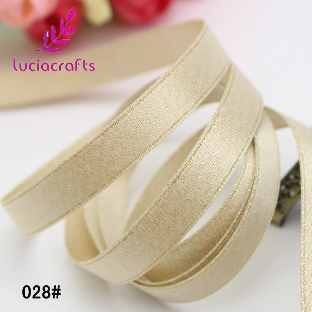 Lucia crafts 6/10/15/22 мм сплошной Цвет полиэстер рождественская атласная лента своими руками шитьё вручную Материал DIY Швейные аксессуары Q0603