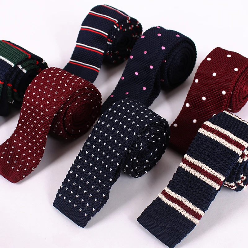 Knitting Ties for Men 2017 New Fashion Flat Knit Tie Slim 6cm Mens