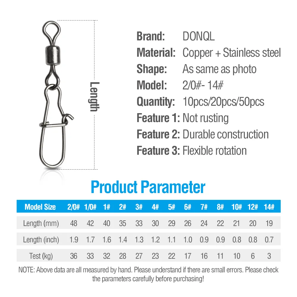 DONQL Swivel Fishing Connector Stainless Steel Hook Fast Rolling Clip Lock Safety Snap Fishhook Lure Accessorie Enhancement Pin DONQL Swivel Fishing Connector Stainless Steel Hook Fast Rolling Clip Lock Safety Snap Fishhook Lure Accessorie Enhancement Pin