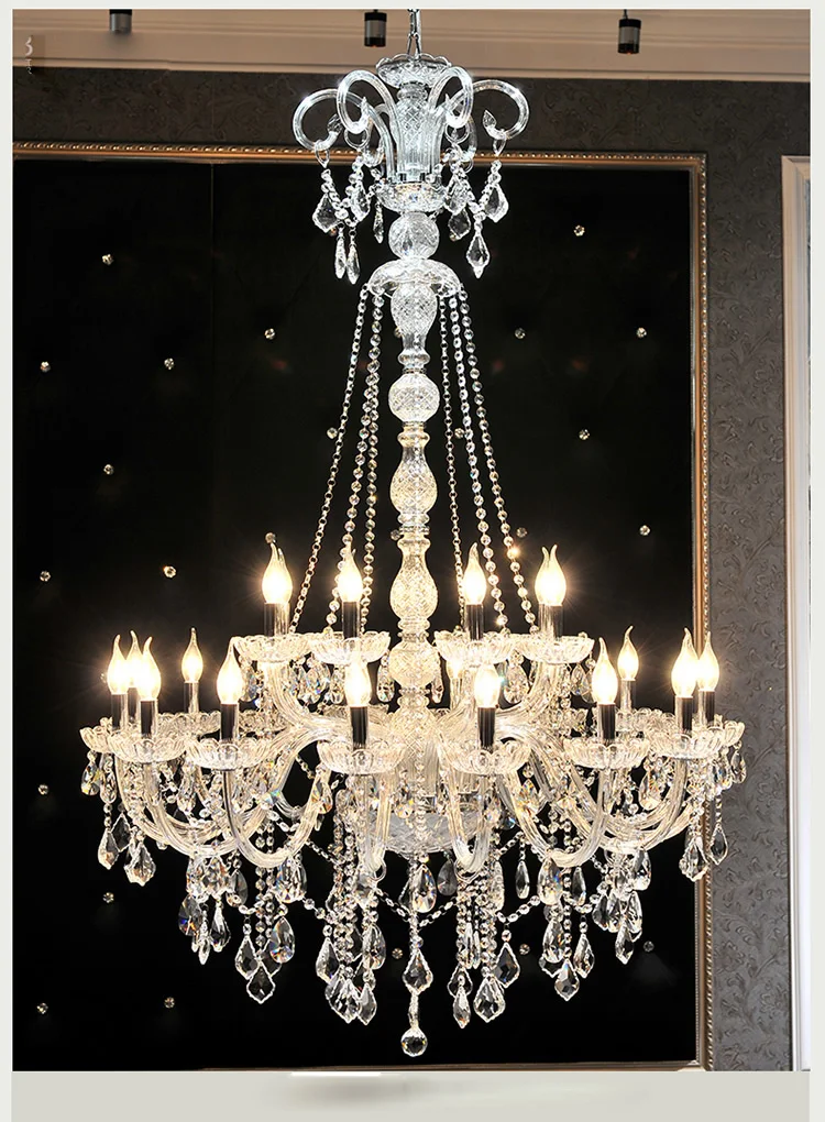 Free shipping EXtra long large stair K9 crystal chandelier lustres de cristal candle export K9 Lobby Light Height 150cm