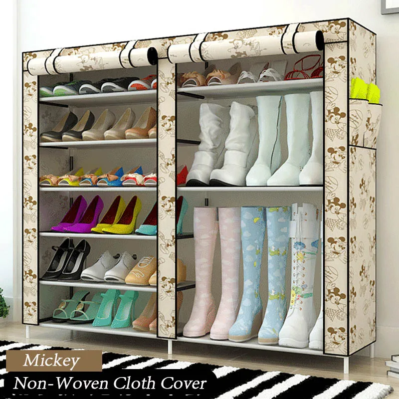 Kaidi 6 ярусов Нетканая простая мебель многофункциональный шкаф для обуви и бу двухрядный органайзер для обуви Пылезащитная стойка для обуви - Цвет: Mickey