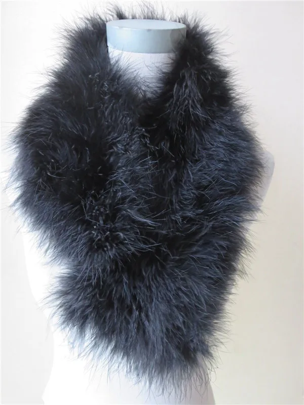 Женский меховой шарф из натурального меха страуса, осенне-зимние теплые шарфы, синий, зеленый, черный, 8 цветов, винтажные меховые шарфы S114