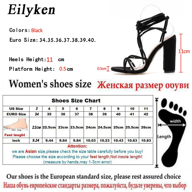 Eilyken/женские босоножки с ремешком на щиколотке на очень высоком каблуке; летняя пикантная Обувь На Шнуровке; женские черные сандалии; повседневная обувь
