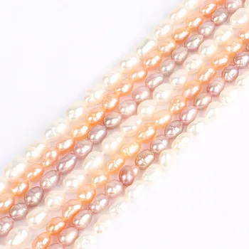 

Fashion natural 4-4.5mm Cultured Pearl Rice Shape Beads necklace For Women Girl freshwater pearl necklace jewelry making diy
